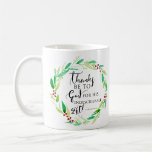 Caneca De Café Letra Versa de Bíblia de Wreath com Aquarela de N