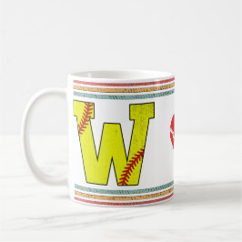 Caneca De Café Letra W de Softbol Retro Vintage Distress