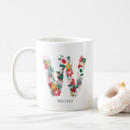 Caneca De Café Letra W | Whimsical Floral - Letra Monograma I Mug