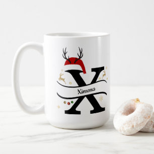 Caneca De Café Letra X Alfabeto de Natal