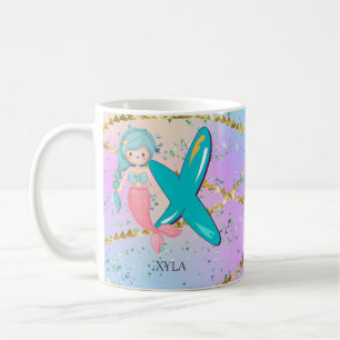 Caneca De Café Letra X Monograma Mola Aquarela Enfermeiro Sereia 