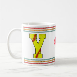 Caneca De Café Letra Y de Softbol Retro Vintage Escola Antiga