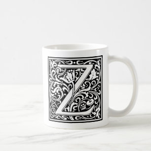 Caneca De Café Letra Z Monograma Medieval Art Nouveau