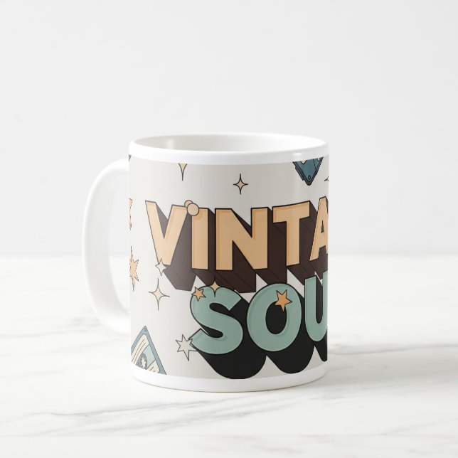Caneca De Café Letras em 3D & Design de Fita Cassete (Frente Esquerda)