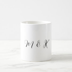 Caneca De Café Letras Iniciais de Monograma Presente de Casamento