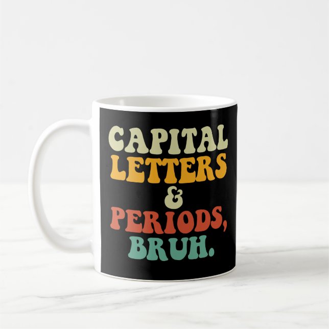 Caneca De Café Letras Maiúsculas E Pontos Bruh (Esquerda)