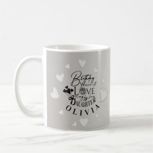 Caneca De Café Letreiro de Aniversário de Filha Minimalista