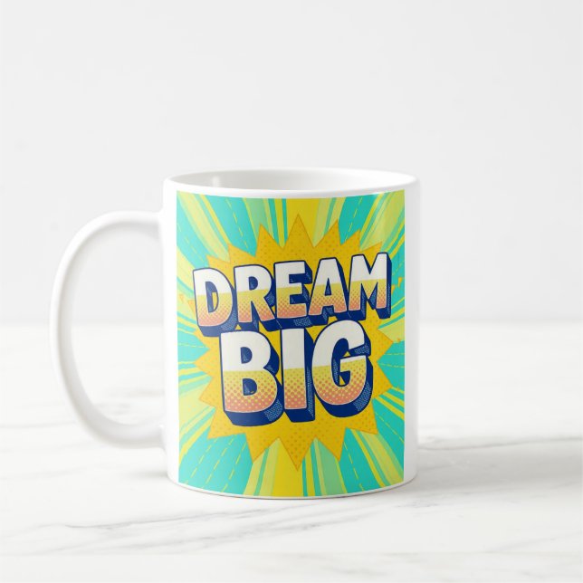 Caneca De Café Letreiro retrô sonhe grande texto (Esquerda)