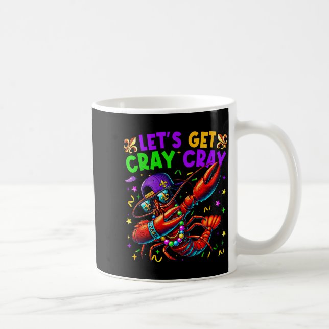 Caneca De Café Let's Get Cray Cray Mardi Gras Dabbing Crawfish Bo (Direita)