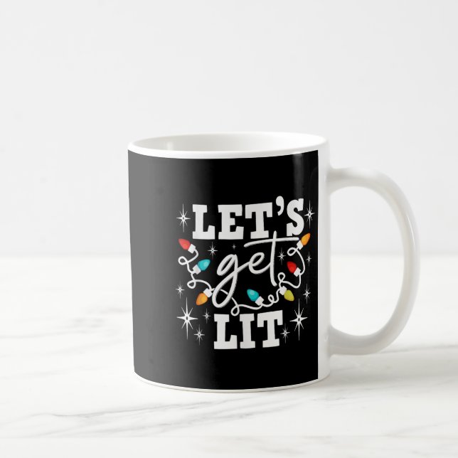Caneca De Café Let's Get Lit Drinking Santa Hat Christmas Lights  (Direita)