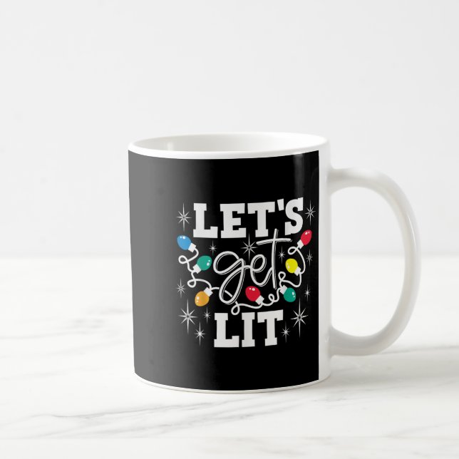 Caneca De Café Let's Get Lit Drinking Santa Hat Christmas Lights  (Direita)
