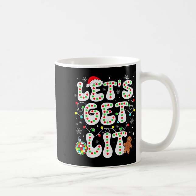 Caneca De Café Let's Get Lit Funny Christmas Lights Xmas Pajamas  (Direita)