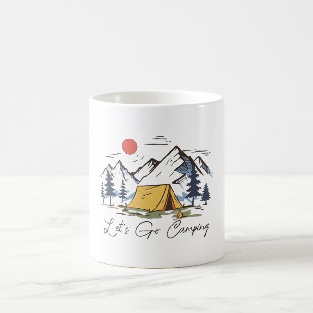 Caneca De Café Let's Go Camping (Centro)