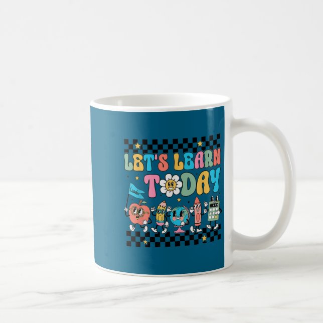 Caneca De Café Let's Learn Today Retro Back To School Teacher Mot (Direita)