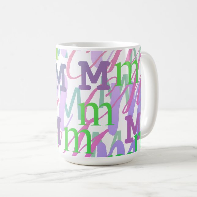Caneca De Café Letter Confetti "M" (Frente Esquerda)