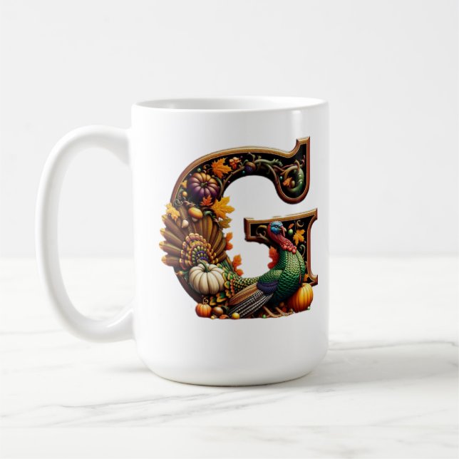 Caneca De Café Letter G Thanksgiving style  (Esquerda)