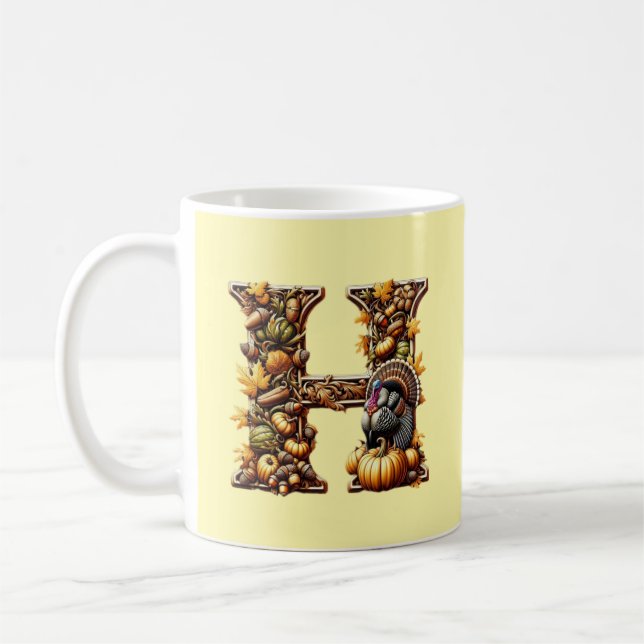 Caneca De Café Letter H Thanksgiving gift style  (Esquerda)