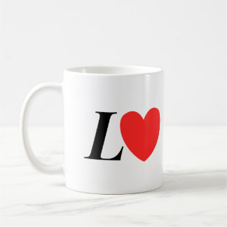 Caneca De Café Letter L Heart - Valentine Initial Love Design