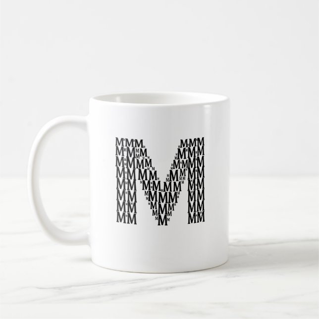 Caneca De Café Letter M Initial Coffee Mug – Minimal Modern Style (Esquerda)