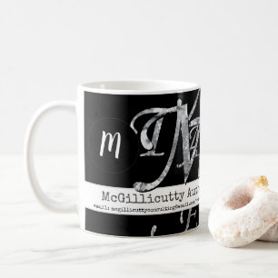 Caneca De Café Lettering Elegante para Preto Personalizado Empres