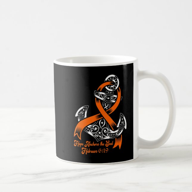 Caneca De Café Leukemia Awareness  Hope Anchors The Soul Hebrews  (Direita)
