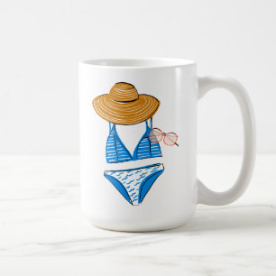 Caneca De Café Levante o Sol - Traje de banho azul 2