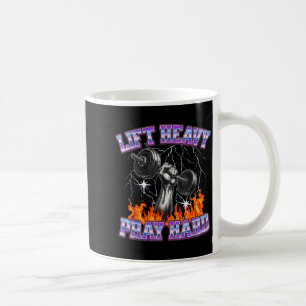 Caneca De Café Levante Pesado Reze Duro Academia Treino Cristão H
