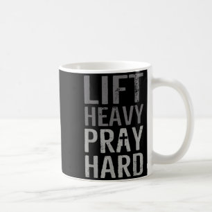 Caneca De Café Levante Pesado Reze Duro Fé Cristã Academia