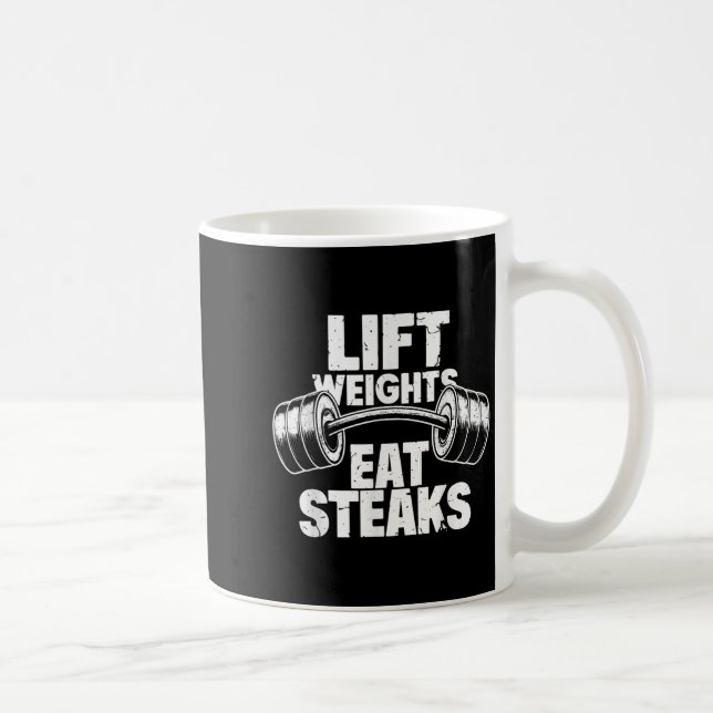 Caneca De Café Levante Pesos Coma Steaks Engraçada Malhação De Gy (Direita)