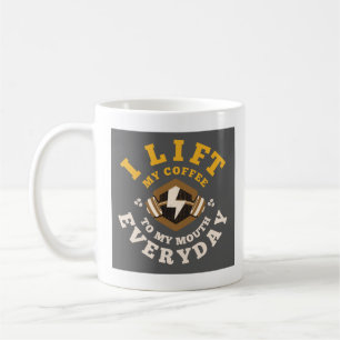 Caneca De Café Levanto Todos Os Dias (Cinza/Dourado)