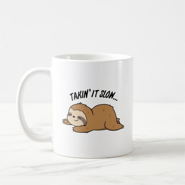 Caneca De Café Levar Devagar Pun Fazendo Piada de Preguiça (Esquerda)