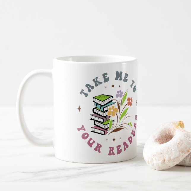 Caneca De Café Leve-me aos seus leitores - Livros de biblioteca (Com Donut)