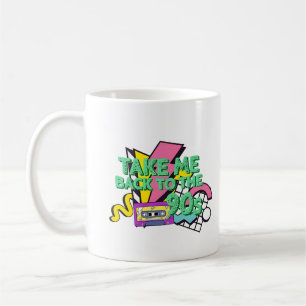 Caneca De Café Leve-me de Volta aos Anos 90 Fita Cassete Neon Ret