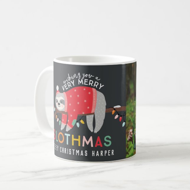 Caneca De Café Leve natalícia, brilhantes crianças divertidas e c (Frente Esquerda)