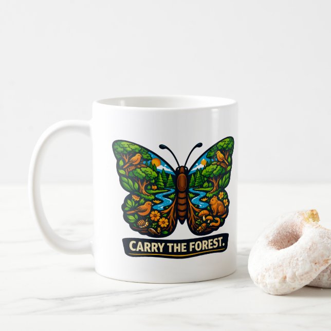Caneca De Café Leve O Ecossistema da Borboleta da Floresta (Com Donut)