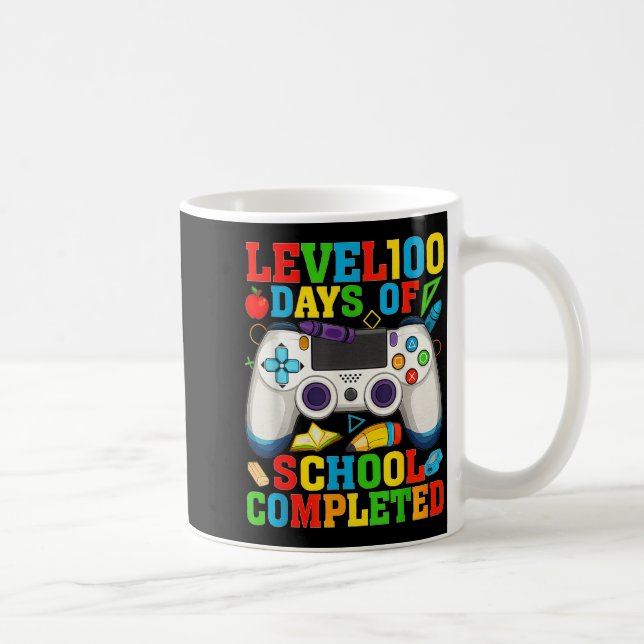 Caneca De Café Level 100 Days Of School Unlocked Boys 100th Day O (Direita)
