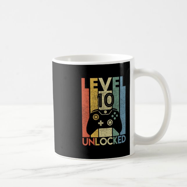 Caneca De Café Level 10 Unlocked Shirt Funny Video Gamer 10th Bir (Direita)