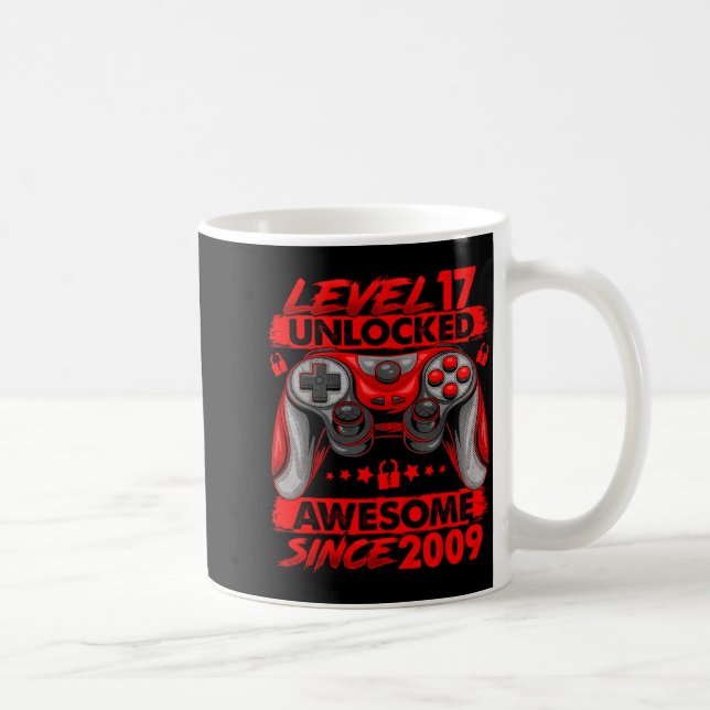 Caneca De Café Level 17 Unlocked 17 Year Old Boys 17th Birthday B (Direita)