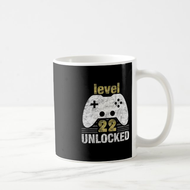 Caneca De Café Level 22 Unlocked 22nd Birthday 22 Year Old Gift F (Direita)