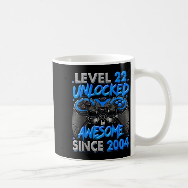 Caneca De Café Level 22 Unlocked Awesome Since 2004 22nd Birthday (Direita)
