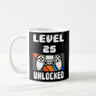 Caneca De Café Level 25 Unlocked Video Game 25th Birthday Gift