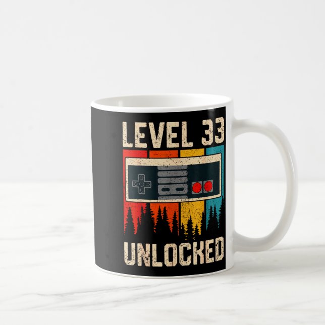 Caneca De Café Level 33 Unlocked Video Game Controller Birthday M (Direita)