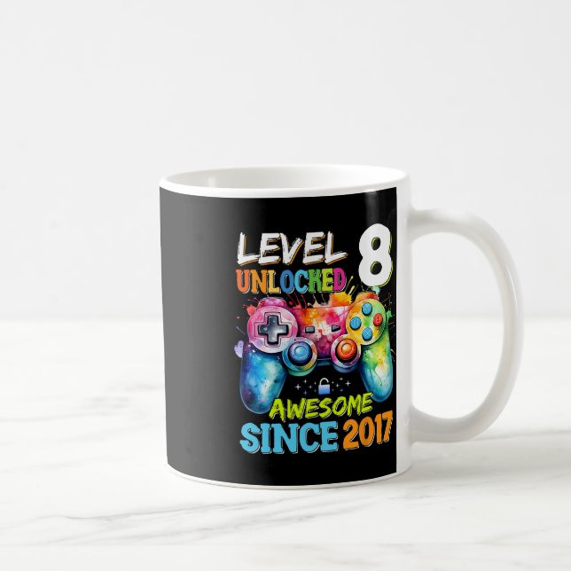 Caneca De Café Level 8 Unlocked Awesome 2017 Video Games Birthday (Direita)