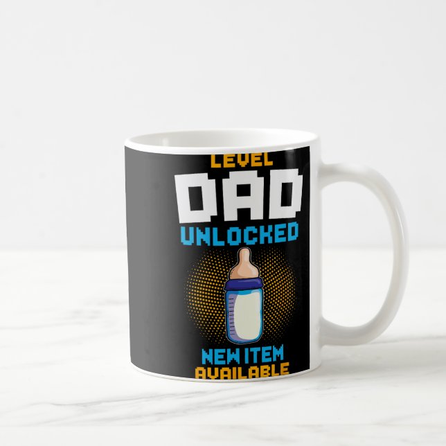Caneca De Café Level Dad Unlocked Pregnancy Announcement Gamer Fa (Direita)