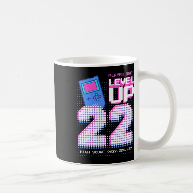 Caneca De Café Level Up 22nd Birthday Shirt Funny Video Gamer 22  (Direita)
