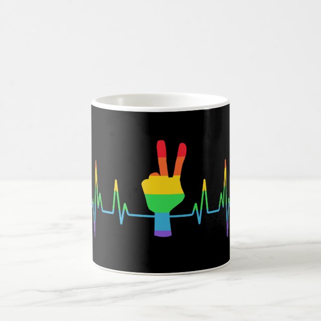 Caneca De Café LGBT de pulsação de Gay de paz (Centro)