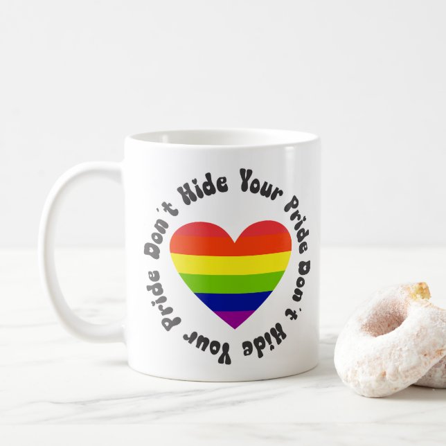 Caneca De Café LGBT Não Esconda Seu Orgulho, GayPride (Com Donut)