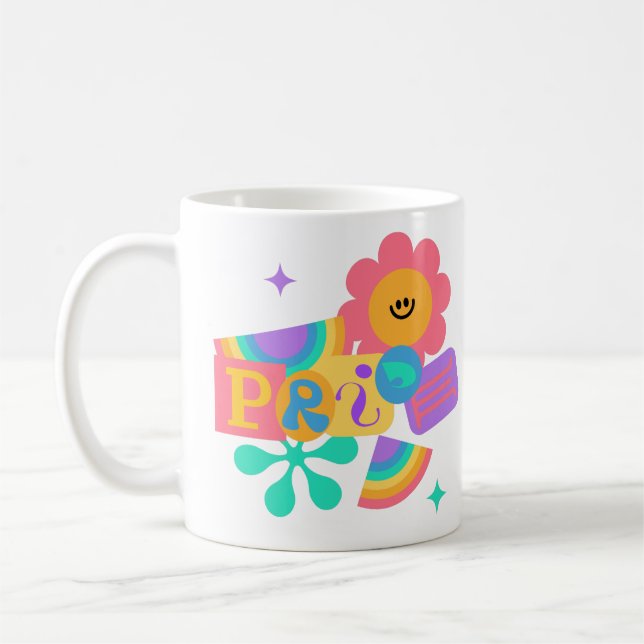 Caneca De Café LGBT+orgulho. Ama arco-íris. Amor de girassol. (Esquerda)