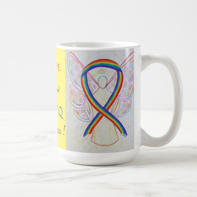 Caneca De Café LGBTQ Arco-Íris Sensibilização Fita Anjo Personali (Direita)