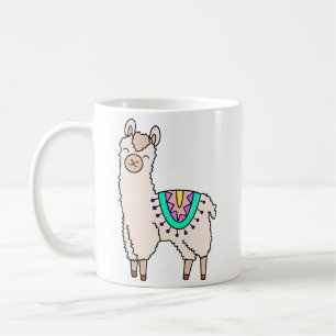 Caneca De Café lhama sorridente e feliz desenho animado de animal